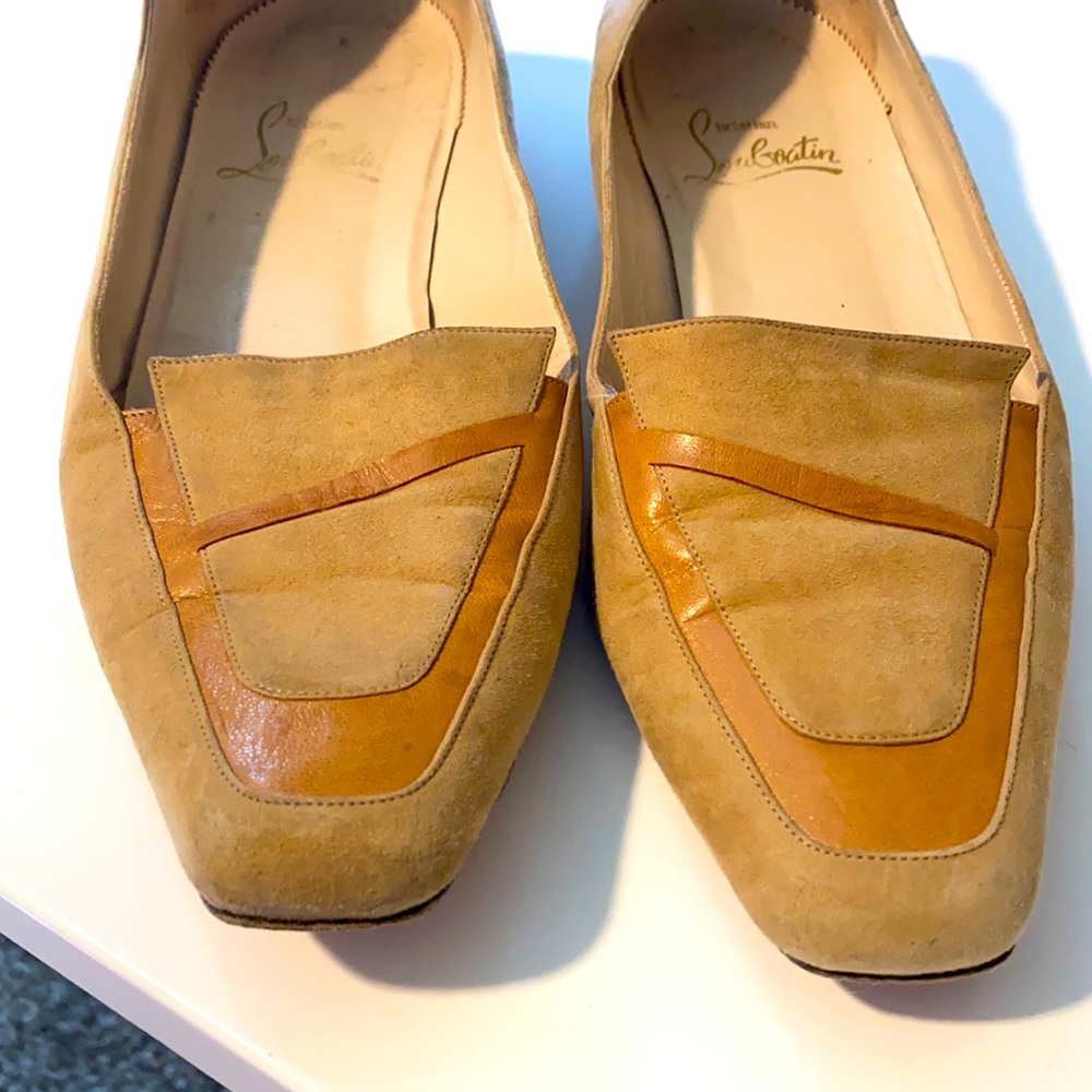 Vintage Christian Louboutin flats. Tan suede. Worn some but a little too tight.